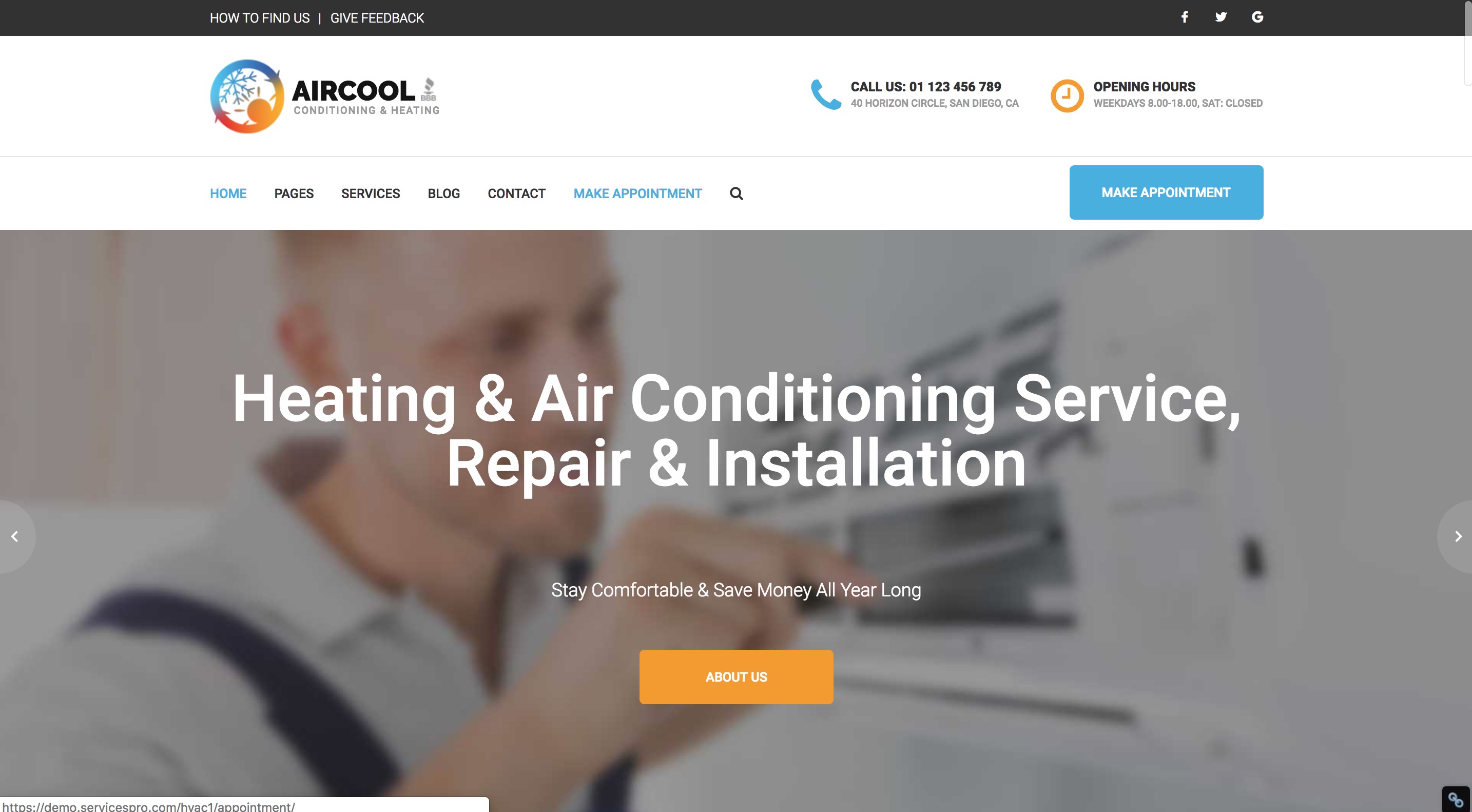 Heating & Air Conditioning Website